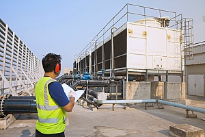 a water treatment specialist monitoring an HVAC water system