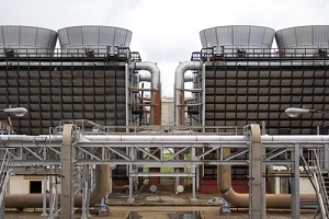 two sets of cooling towers in symmetry during legionella inspection