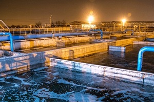 water treatment plant at night