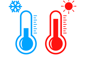 An illustration showing hot and cold water temperatures