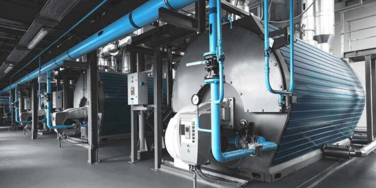 industrial gas boiler room equiped for heating process