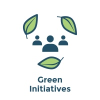 Green Initiatives Energy icon showing people working together to achieve clean energy solution