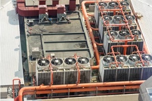 cooling towers on building top
