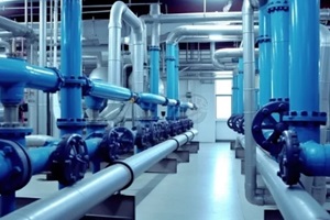 water treatment pipes inside building