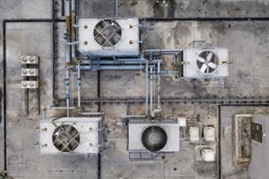 top view of cooling tower in building roof top