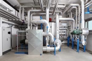 central heating and cooling system control in a boiler room